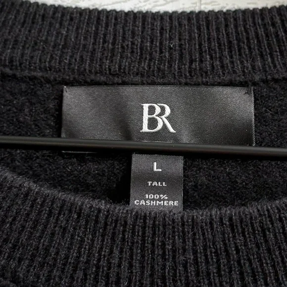 Banana Republic Men's 100% Cashmere Crew Neck Sweater in Black Soft 12 Gauge, LT - Picture 7 of 11